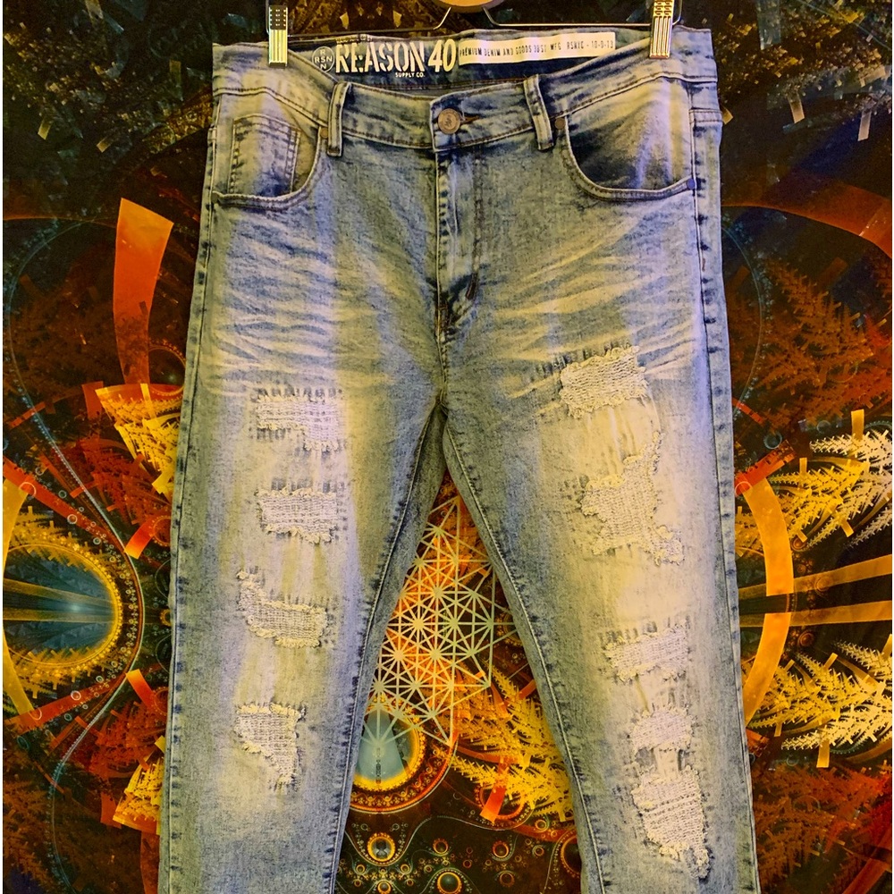 NWT - REASON Men’s Distressed Skinny Jeans 40W32L
